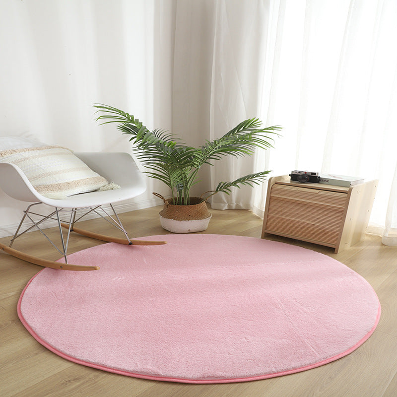 Tapis intérieur rond classique tapis de couleur unis en polyester