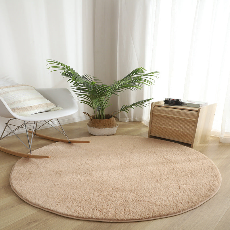 Tapis intérieur rond classique tapis de couleur unis en polyester