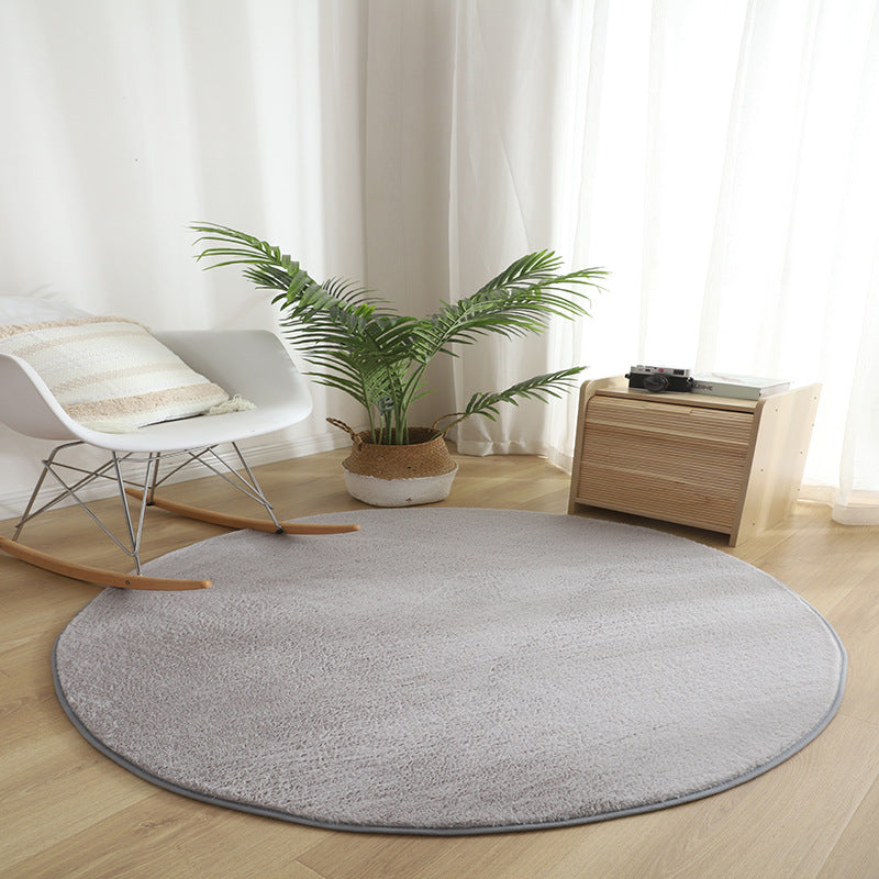 Tapis intérieur rond classique tapis de couleur unis en polyester