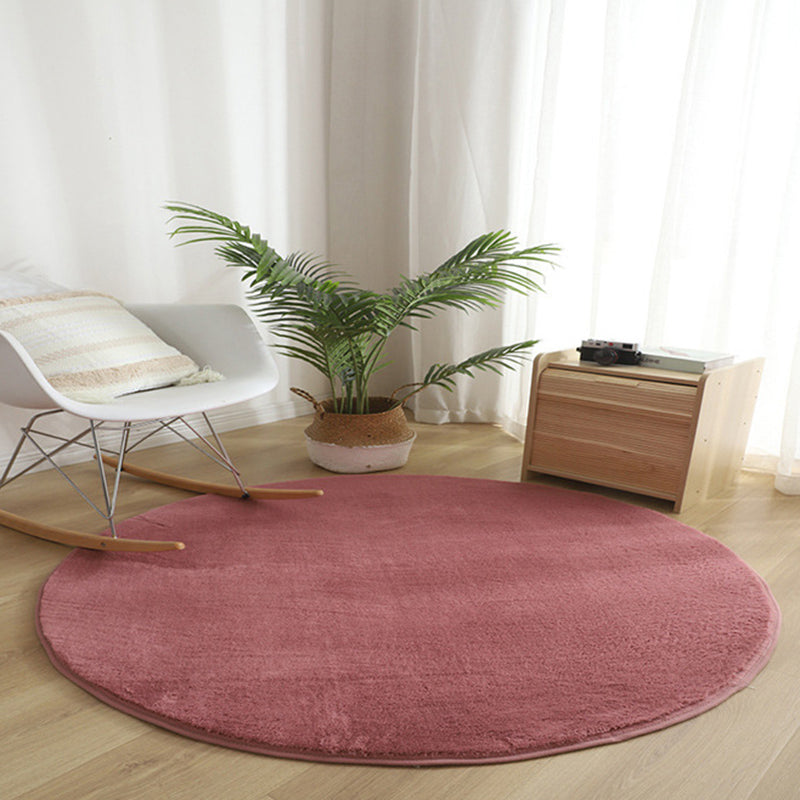 Tapis intérieur rond classique tapis de couleur unis en polyester