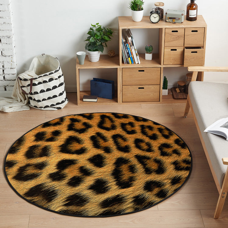 Round Trendy Visual Printed Rug Multicolor Polyester Area Carpet Stain Resistant Rug for Living Room