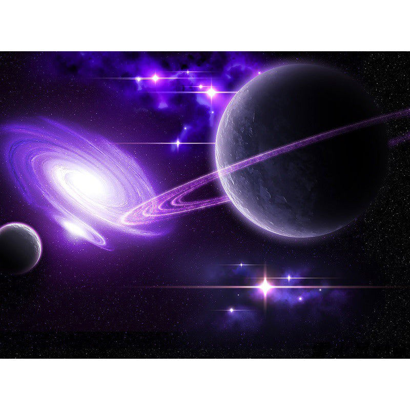 Calming 3D Universe Print Rug Black Tone Polyester Area Carpet Non-Slip Backing Rug for Living Room