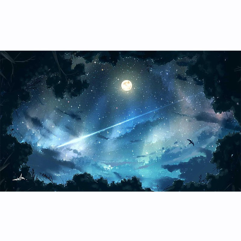 Calming 3D Universe Print Rug Black Tone Polyester Area Carpet Non-Slip Backing Rug for Living Room