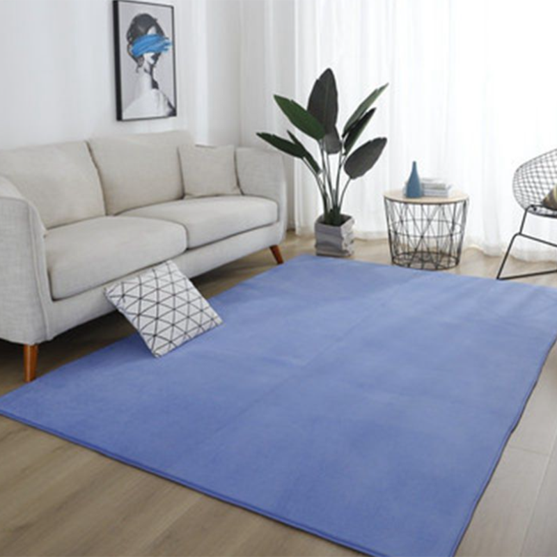 Tapis d'intérieur en Polyester de couleur unie, décontracté, lavable, pour la décoration de la maison, bleu