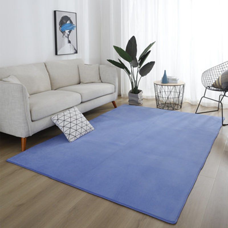 Tapis d'intérieur en Polyester de couleur unie, décontracté, lavable, pour la décoration de la maison, bleu