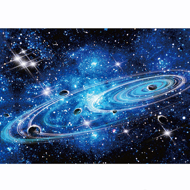 Blue Tone Starry Sky Print Rug Polyester Carpet Funky Anti-Slip Backing Indoor Rug for Living Room