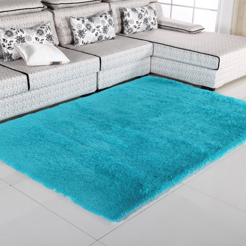 Gray Casual Area Carpet Polyester Solid Color Indoor Rug Non-Split Carpet for Living Room