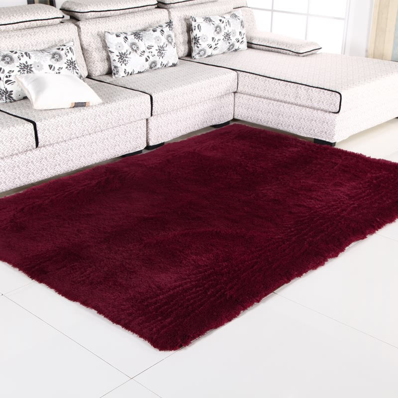 Gray Casual Area Carpet Polyester Solid Color Indoor Rug Non-Split Carpet for Living Room