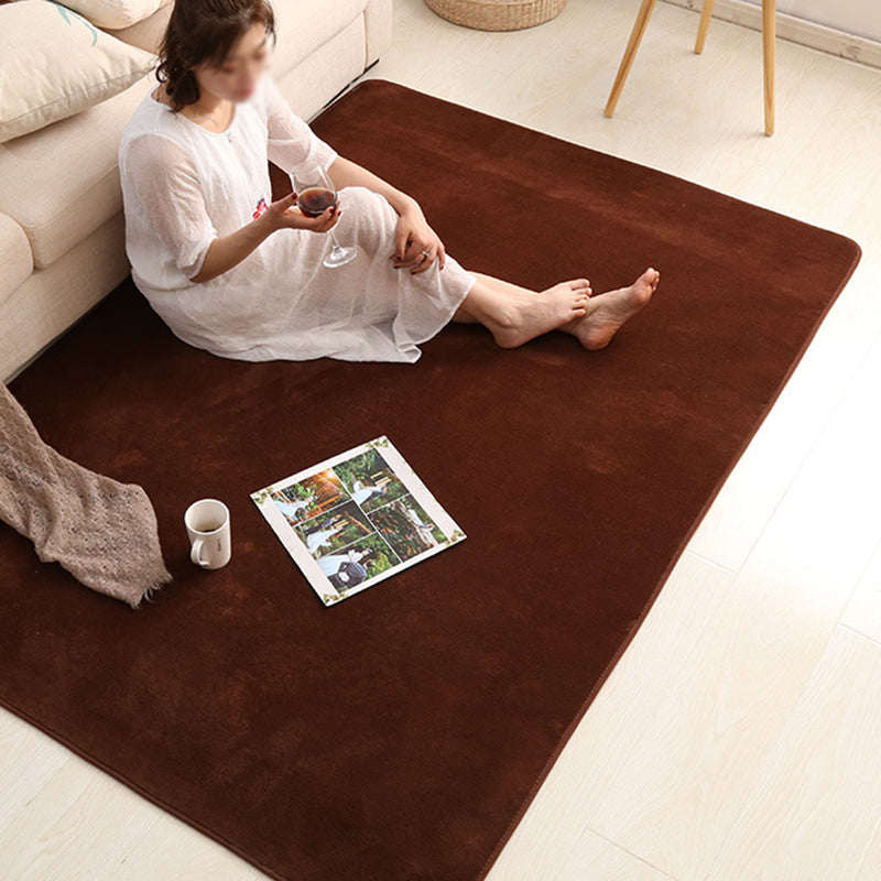Khaki Simple Rug Polyester Solid Color Indoor Carpet Anti-Split Backing Area Rug for Indoor Room