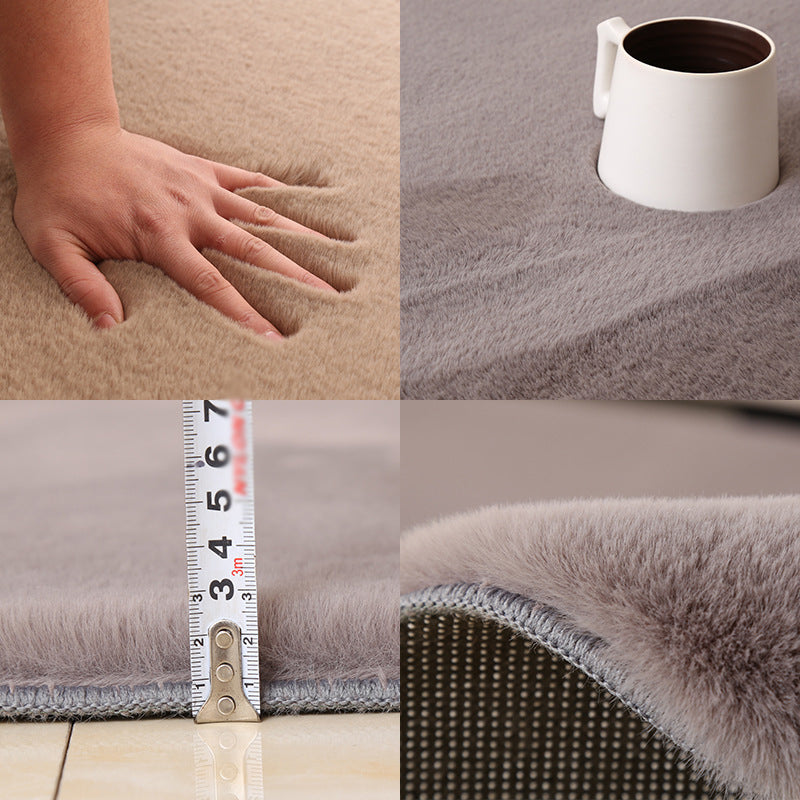 Tapis de chambre intérieure kaki tapis de couleur pure décontractée en polyester
