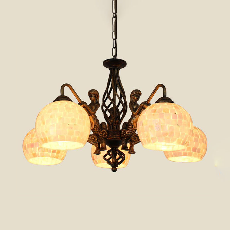 Lampadario sferico con soffitto a guscio Tiffany Style 5/9/11 Lights Bronze Sospension Lighting