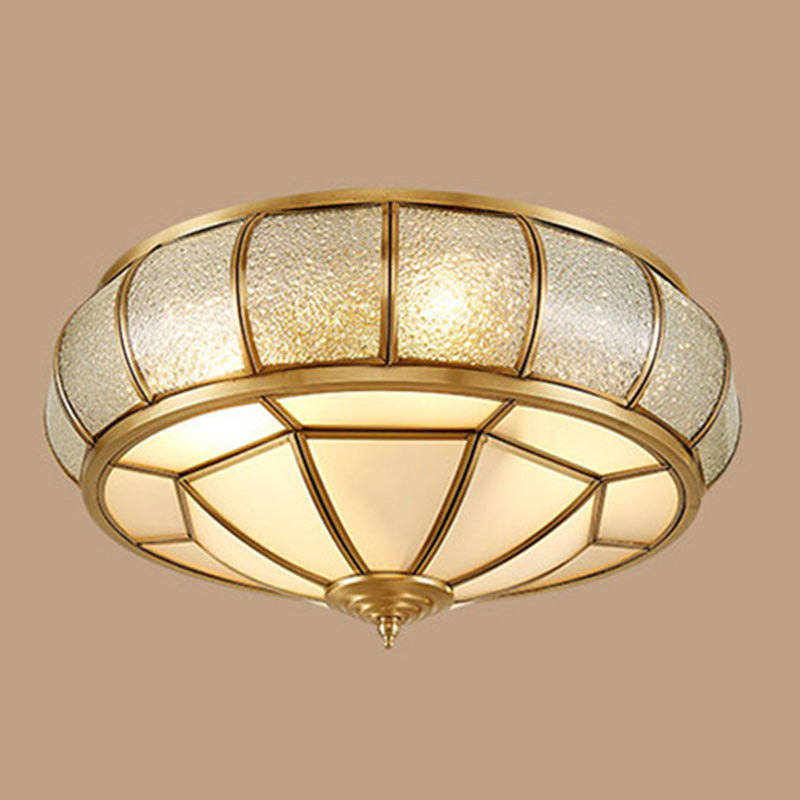 Glass Gold Ceiling Mounted Fixture Shaded Traditional Close to Ceiling Chandelier
