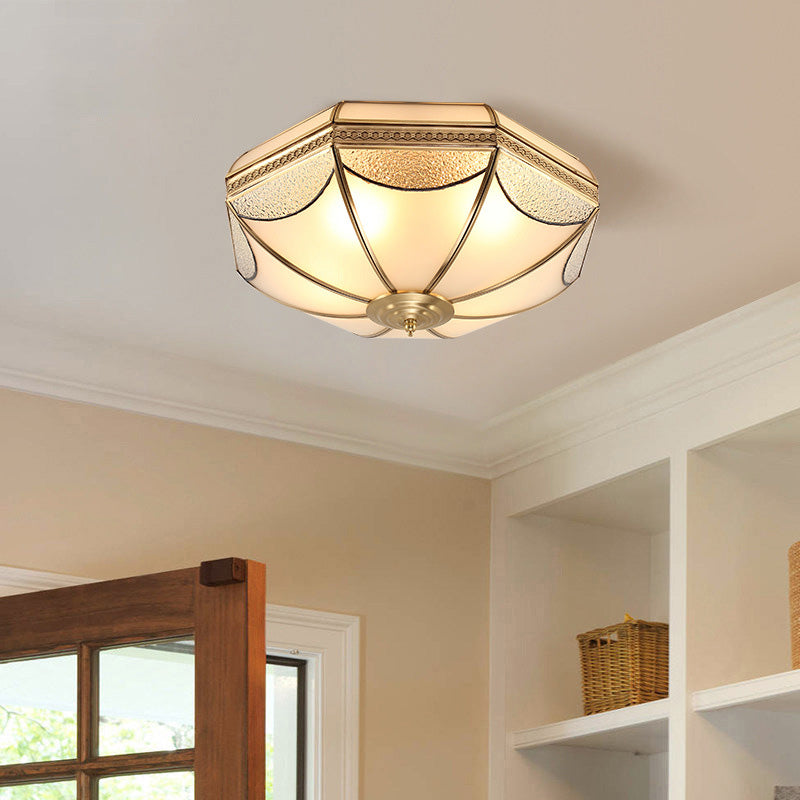 Glass Gold Ceiling Mounted Fixture Shaded Traditional Close to Ceiling Chandelier
