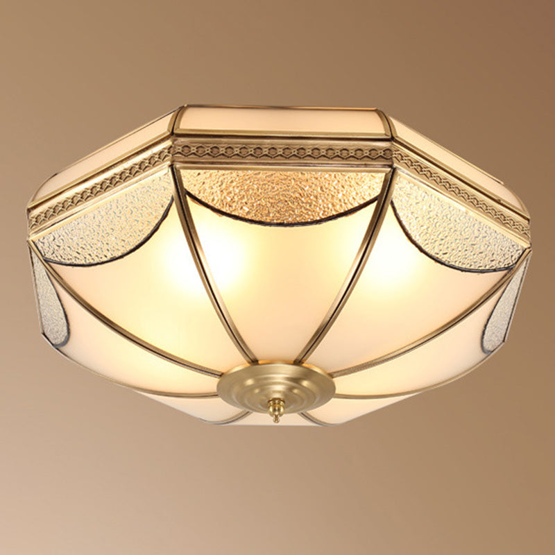 Glass Gold Ceiling Mounted Fixture Shaded Traditional Close to Ceiling Chandelier