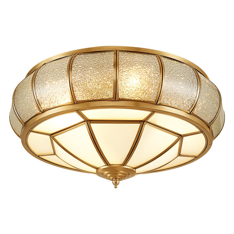 Glass Gold Ceiling Mounted Fixture Shaded Traditional Close to Ceiling Chandelier