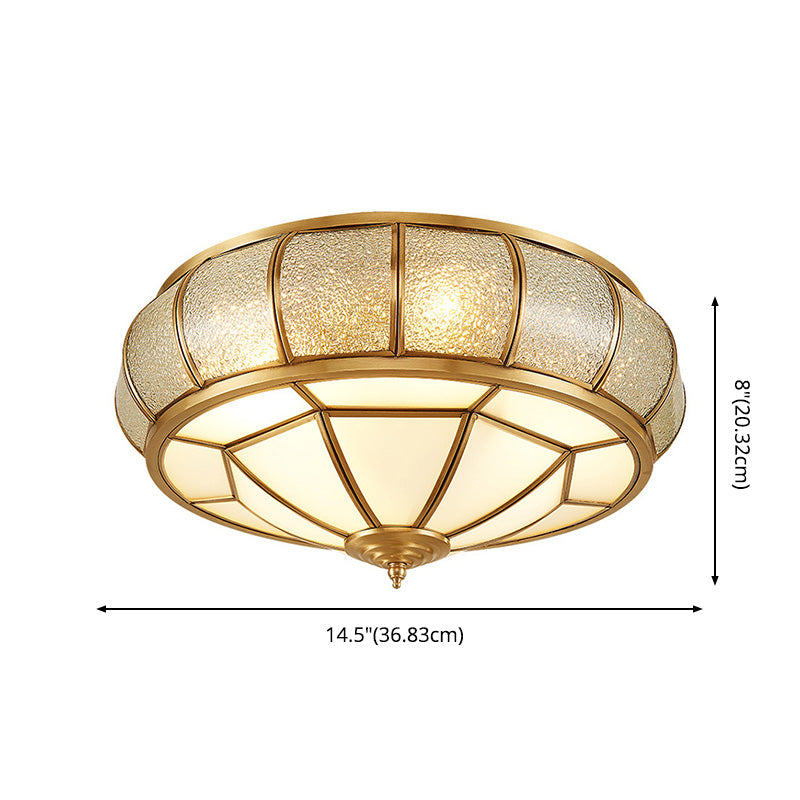 Glass Gold Ceiling Mounted Fixture Shaded Traditional Close to Ceiling Chandelier
