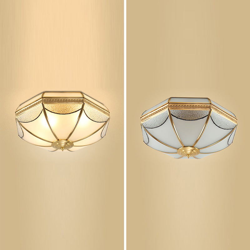 Glass Gold Ceiling Mounted Fixture Shaded Traditional Close to Ceiling Chandelier