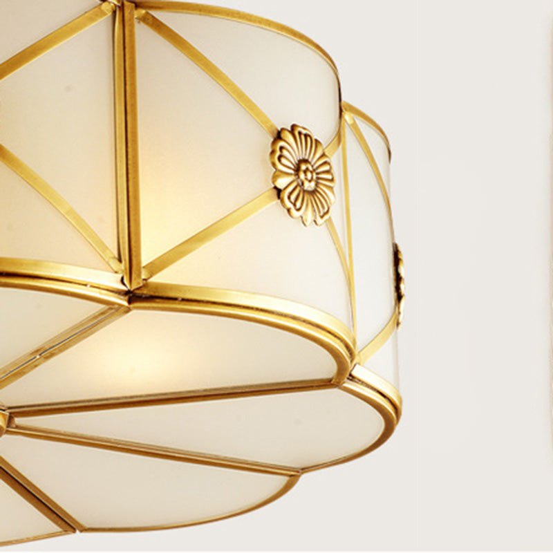 Glass Gold Ceiling Mounted Fixture Shaded Traditional Close to Ceiling Chandelier