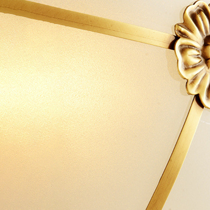 Glass Gold Ceiling Mounted Fixture Shaded Traditional Close to Ceiling Chandelier
