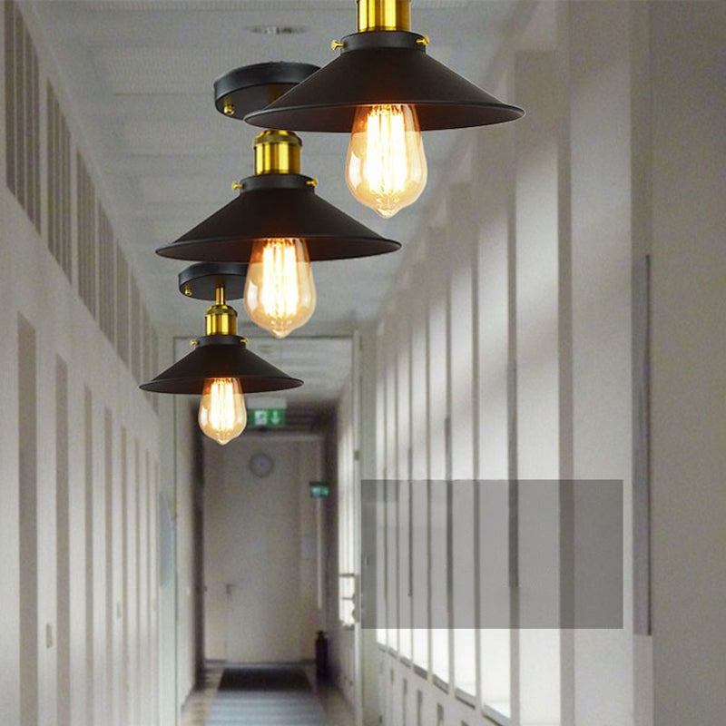 8,5 "breitem industriellem Stil Flush Mount -Lampe Einer Glühbirnen Schmiedeeisen -Schatten Deckenleuchte