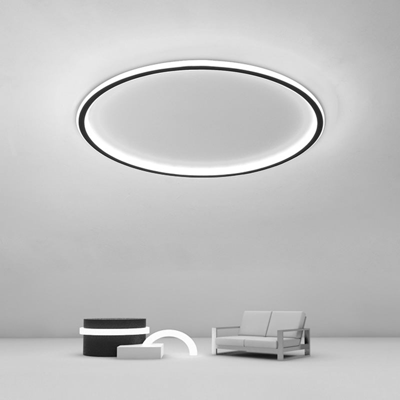 Round Flush Mount Lighting Minimalist-Style Aluminium LED Black-White Flush Ceiling Light