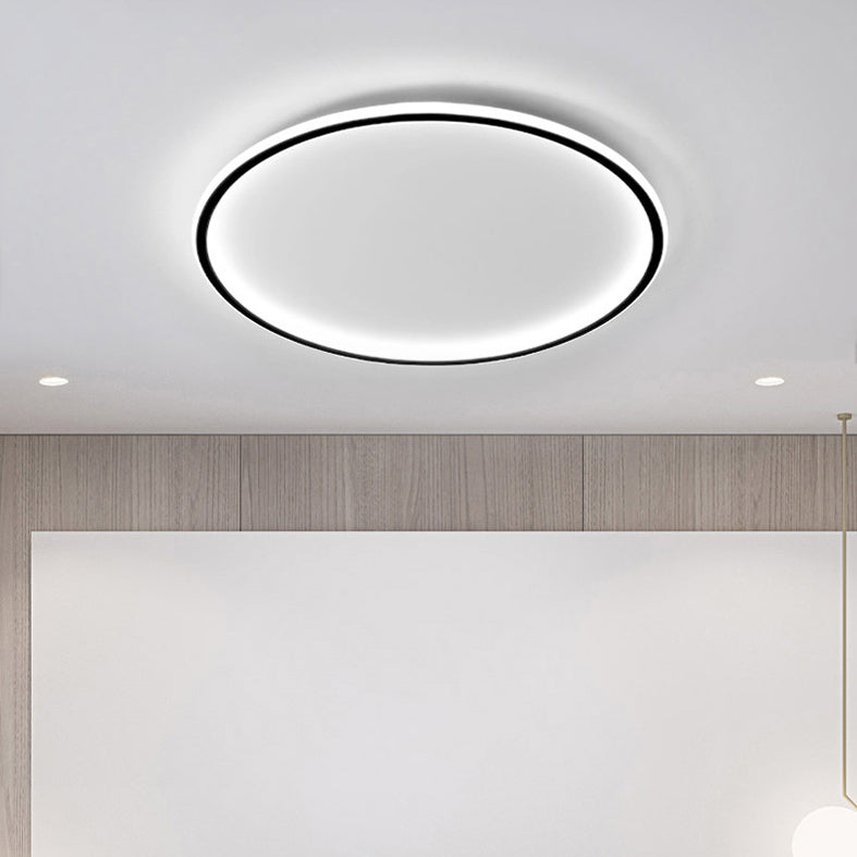 Runde Unterputz-Beleuchtung, minimalistische LED-Deckenleuchte aus Aluminium in Schwarz und Weiß