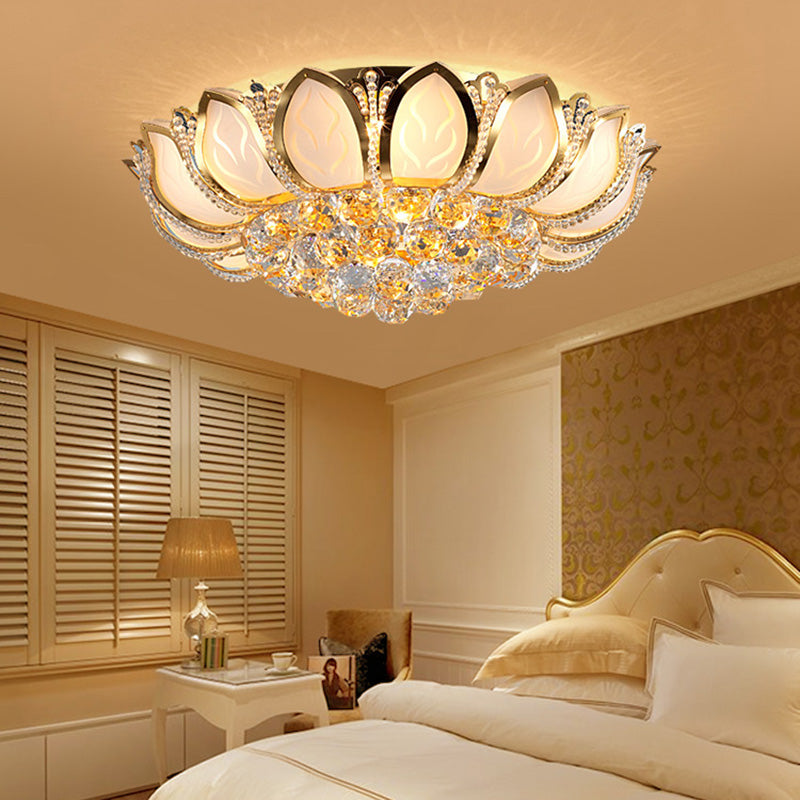 Fleur cristal encastré plafonnier style moderne or encastré luminaire