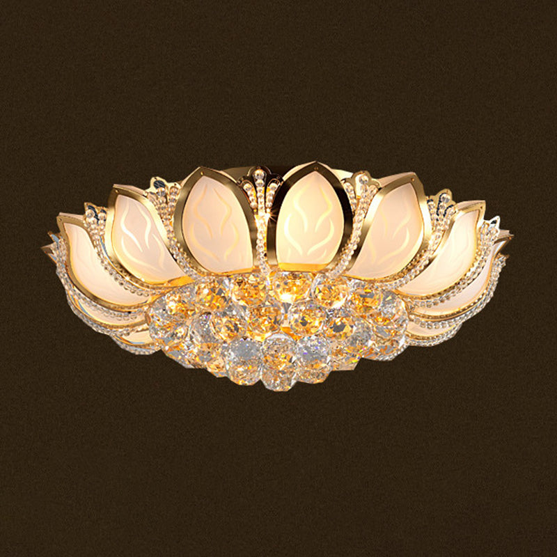 Fleur cristal encastré plafonnier style moderne or encastré luminaire