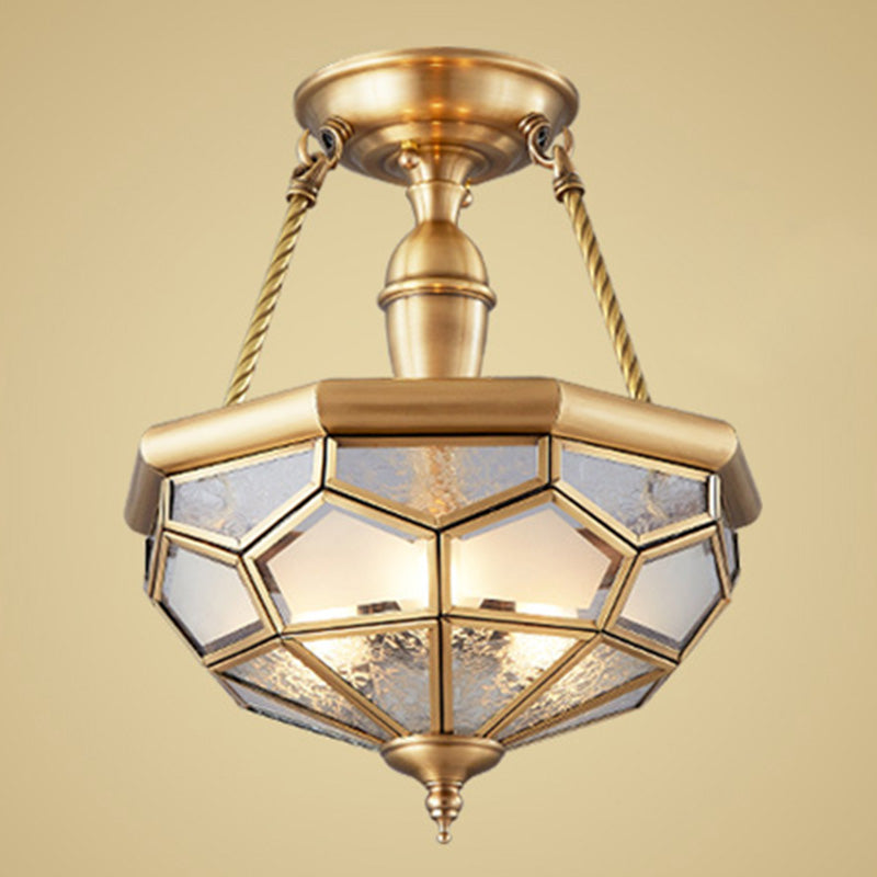 Schoolhouse Close to Ceiling Chandelier Traditional Brass Close to Ceiling Lighting