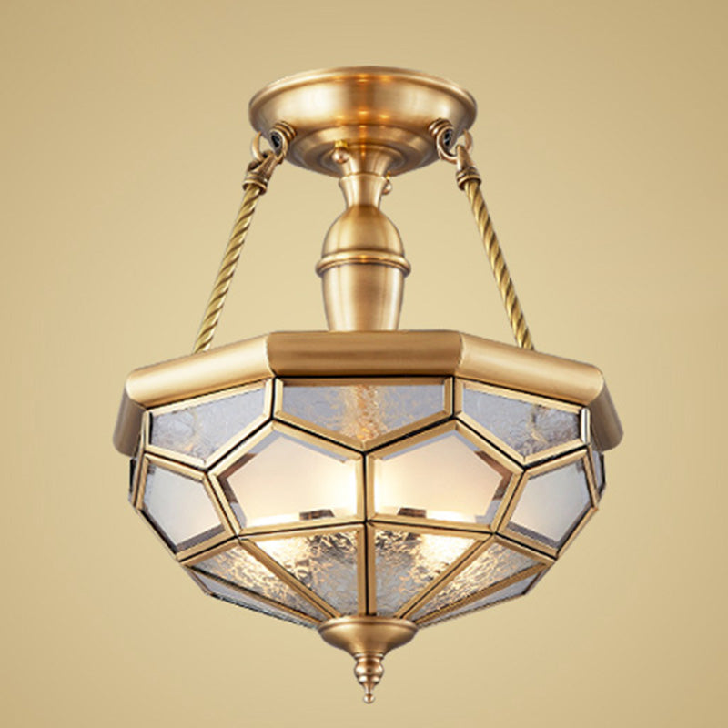 Schoolhouse Close to Ceiling Chandelier Traditional Brass Close to Ceiling Lighting