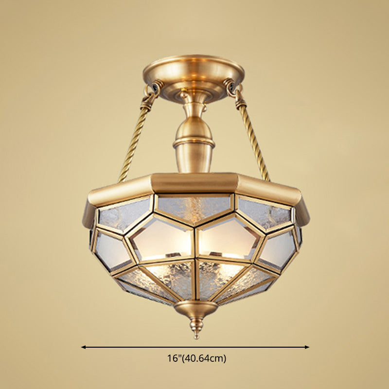 Schoolhouse Close to Ceiling Chandelier Traditional Brass Close to Ceiling Lighting