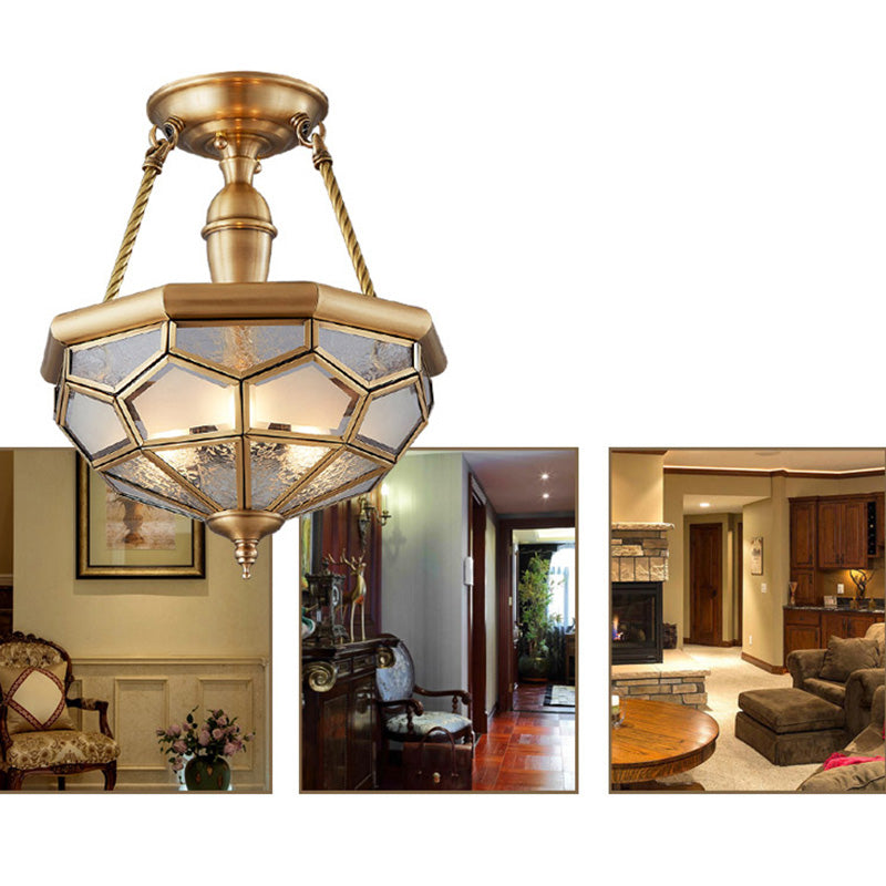 Schoolhouse Close to Ceiling Chandelier Traditional Brass Close to Ceiling Lighting