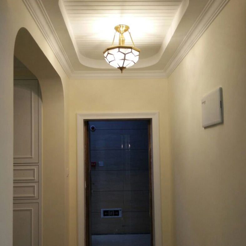 Schoolhouse Close to Ceiling Chandelier Traditional Brass Close to Ceiling Lighting