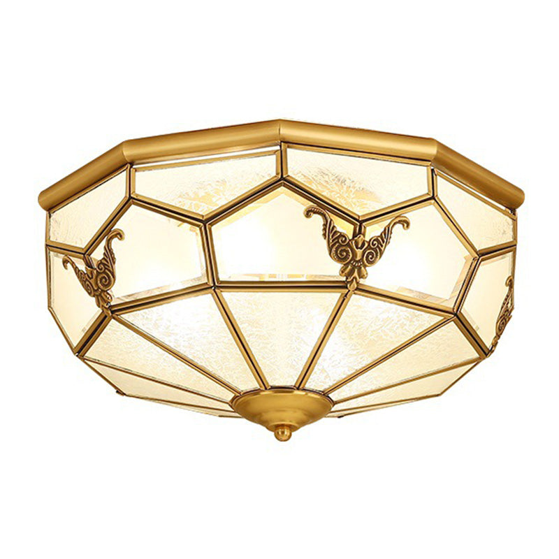 Lámpara de techo empotrada tradicional para sala de estar, iluminación empotrada de cristal para escuela, color dorado