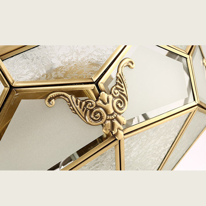 Lámpara de techo empotrada tradicional para sala de estar, iluminación empotrada de cristal para escuela, color dorado