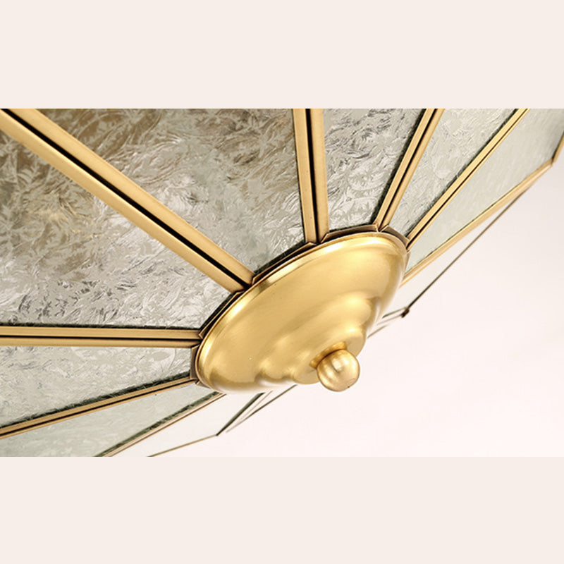 Lámpara de techo empotrada tradicional para sala de estar, iluminación empotrada de cristal para escuela, color dorado