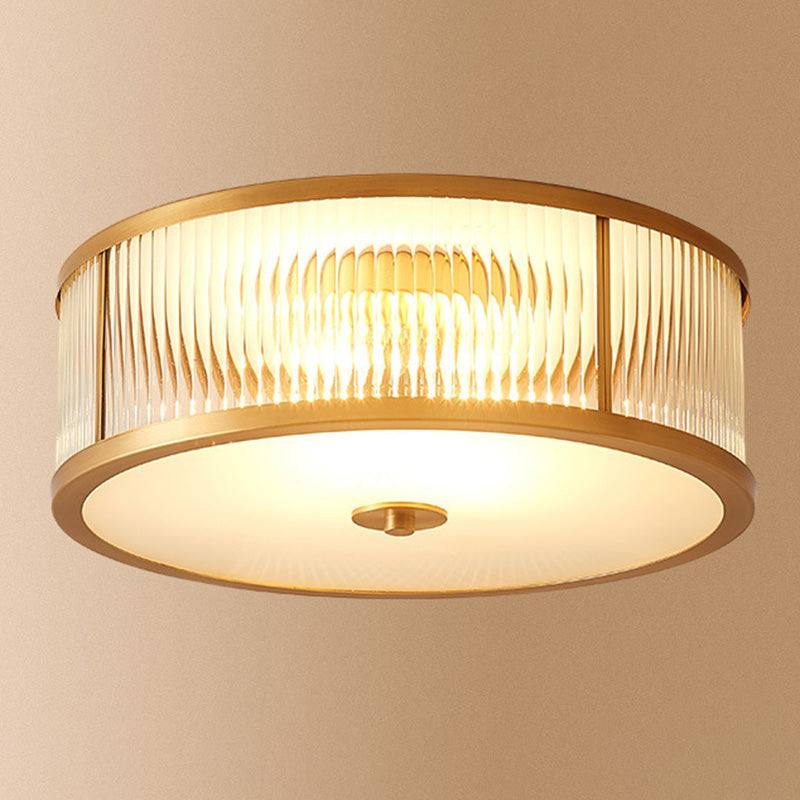 Luminaria dorada montada en el techo Vidrio de estilo tradicional con sombra cerca de la iluminación del techo