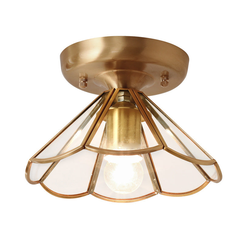 Glass Ceiling Mount Light Fixture Minimalist Gold Scalloped Aisle Ceiling Mounted Light