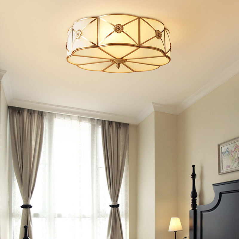 Soporte de montaje de descarga tradicional de montaje de descarga de luz de montaje con la sombra de vidrio de Clover en oro