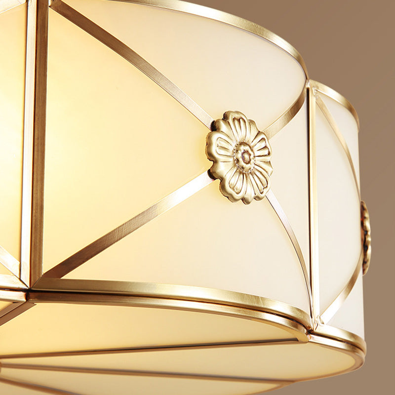 Flush Mount Light Fixture Traditional Flush Mount Fixture with Clover Glass Shade in Gold