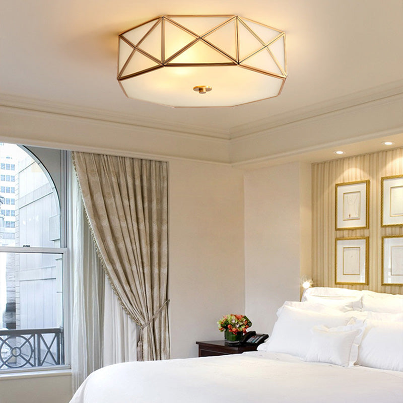Dispositivo de luz de techo de cristal geométrico simplista de montaje de descarga de luz en oro