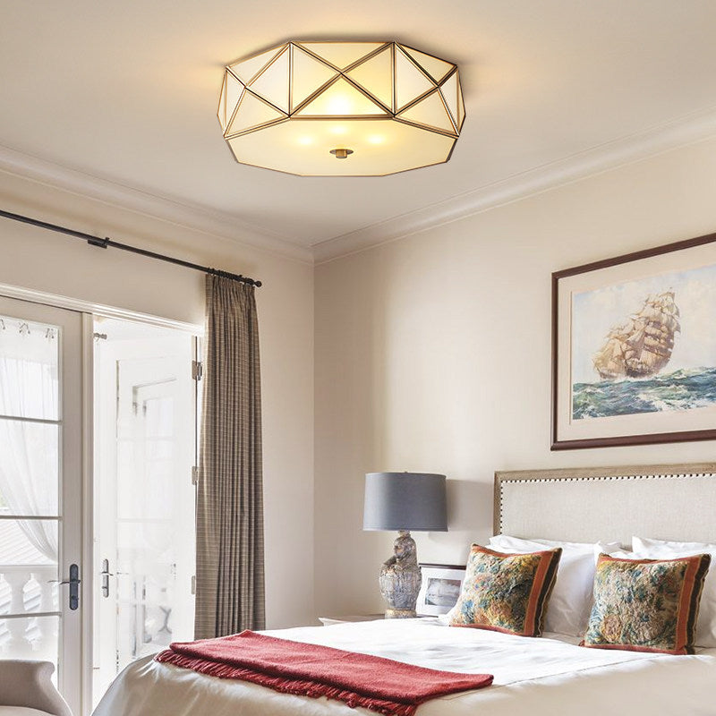 Flush Mount Light Fixture Simplistic Geometric Glass Ceiling Light Fixture in Gold
