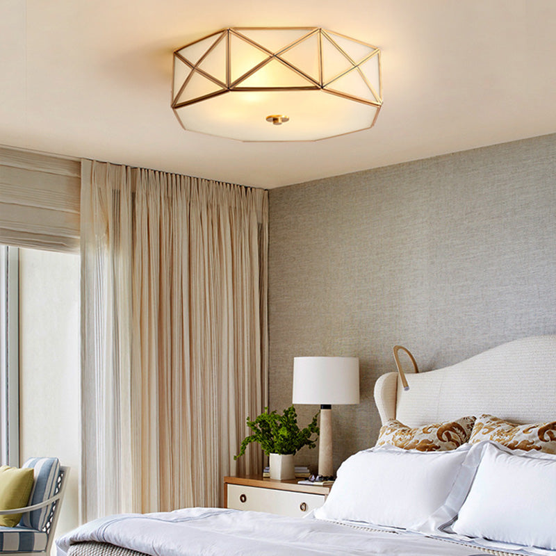 Flush Mount Light Fixture Simplistic Geometric Glass Ceiling Light Fixture in Gold