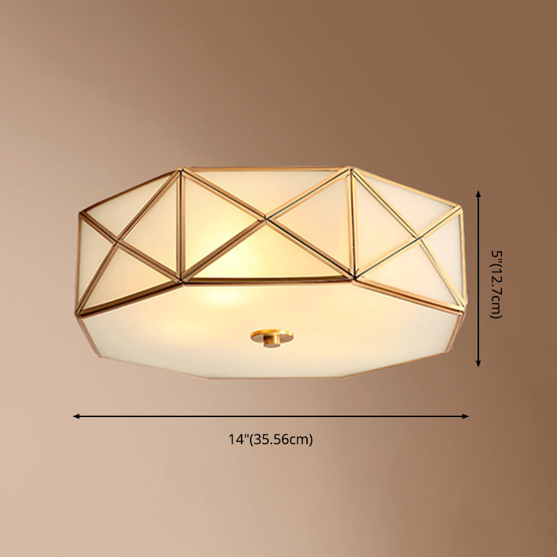 Flush Mount Light Fixture Simplistic Geometric Glass Ceiling Light Fixture in Gold
