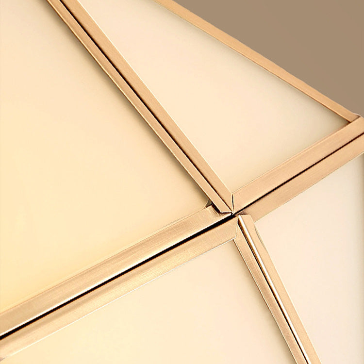 Flush Mount Light Fixture Simplistic Geometric Glass Ceiling Light Fixture in Gold