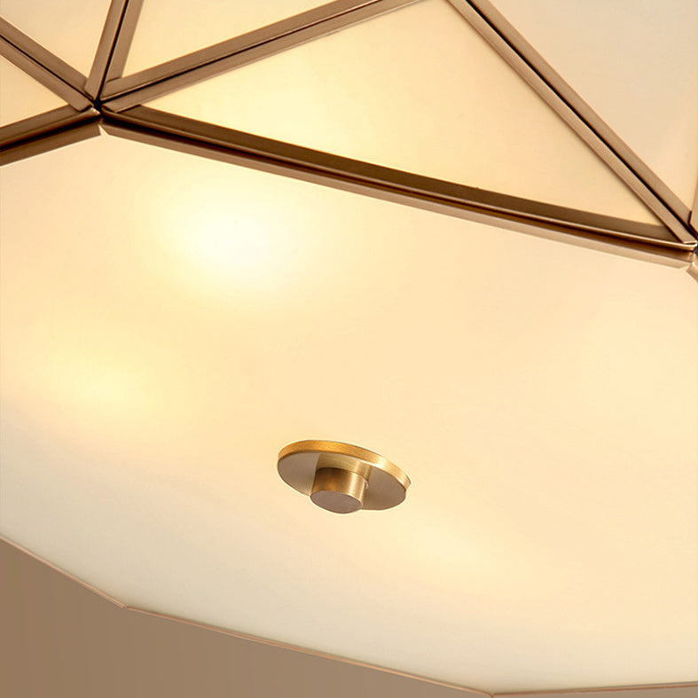 Flush Mount Light Fixture Simplistic Geometric Glass Ceiling Light Fixture in Gold