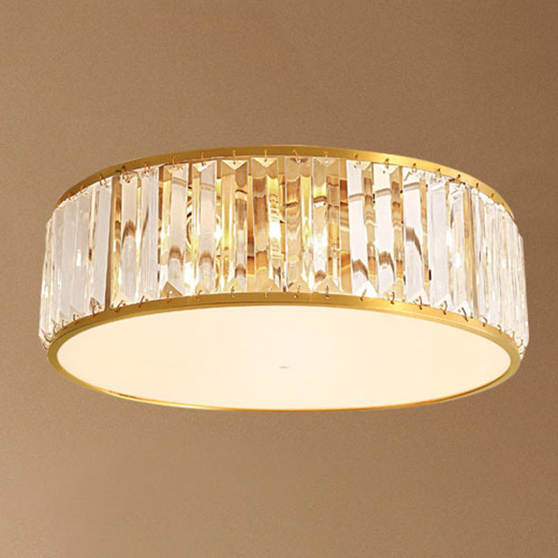 Luminaire encastré Plafonnier simpliste en cristal à tambour en or