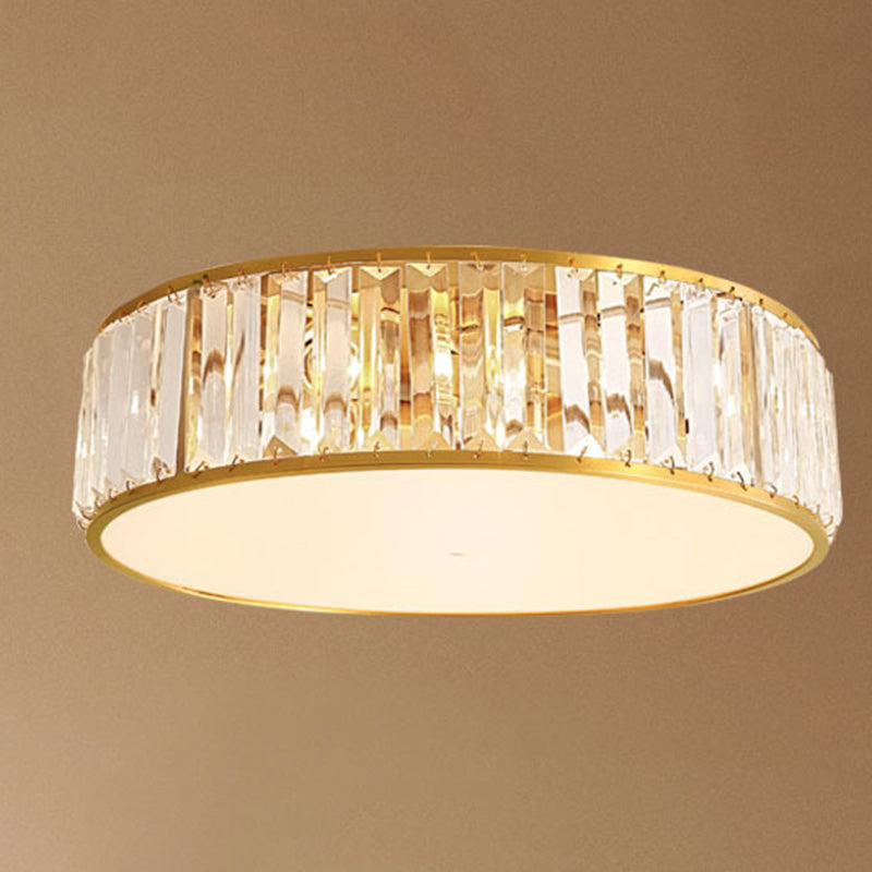 Luminaire encastré Plafonnier simpliste en cristal à tambour en or