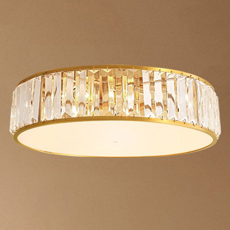 Luminaire encastré Plafonnier simpliste en cristal à tambour en or