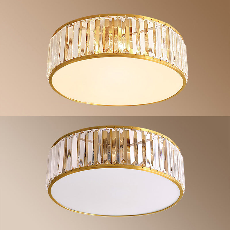 Luminaire encastré Plafonnier simpliste en cristal à tambour en or